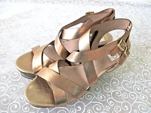 Vince Camuto Wedge Heels Metallic Bronze Leather Platform High Heel Size 9.5 NEW - Picture 1 of 4