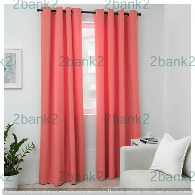 Ikea New MERETE 404.436.80 Room darkening curtains 1 pair light brown-red 57x98" - Image 1 of 4