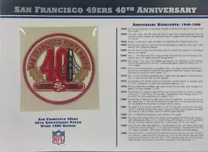 1986 San Francisco 49ers 40th Anniversary Willabee & Ward Patch With Stat Card - Picture 1 of 2
