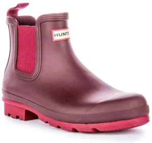 HUNTER Original Chelsea Zuglasche Boot Herren Stiefel Weinrot UK 6 - 12 - Bild 1 von 6