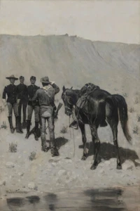 The Messenger von Frederic Remington Vintage Western Giclée Kunstdruck kostenloser Versand - Bild 1 von 3