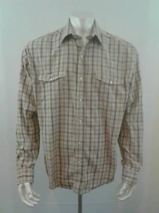 Panhandle Slim Cotton Beige Plaid Long Sleeve Pearl Snap Western Shirt Size XL - Bild 1 von 5