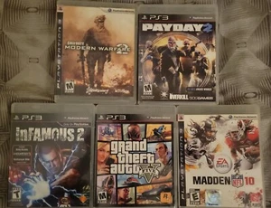 Konvolut 5 PS3 Spiele - GTA 5, Madden 10, inFamous 2, Payday 2, Call Of Duty MW2 - Bild 1 von 4