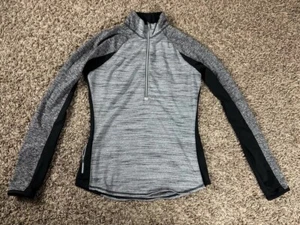 Athleta Running Wild Half Zip Pullover Grey Black Pocket 138805 Womens Medium - Picture 1 of 7
