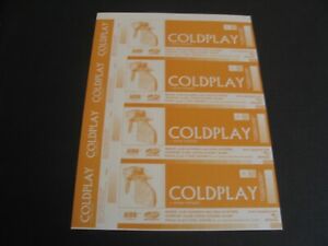 COLDPLAY 4 TICKETS MADRID SPAIN TOUR 2002 PROMOTER PROOFS NOT NUMBERED