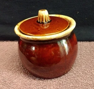 Vintage Hull - Sugar Bowl w/ Drip Glaze - Lid - Ovenproof - Made in USA - GC - Picture 1 of 5