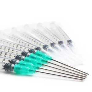 Jeringa de 10 piezas de 1 ml con aguja de 18 Ga de 1,5"" con tapa a juego para mezclar líquidos (D - Imagen 1 de 6