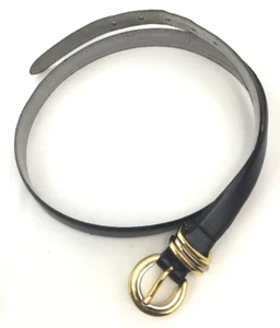 Fashion Belt Women Large 31-34 Dark Color Thin 3/4 Inch Wide Gold Tone Buckle - Picture 1 of 8