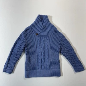 Janie and Jack Boys Blue Cable Knit Shawl Collar Sweater Size 3 Cotton Wool - Picture 1 of 7