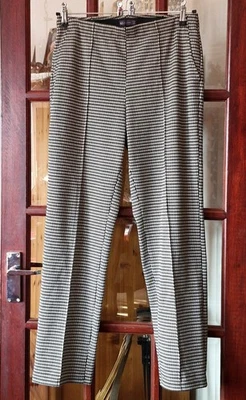 Ladies M&S Twill Jersey Houndstooth Pintuck Trousers Uk 14  - Image 1 of 4