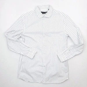 John Varvatos Shirt Mens Medium White Blue Rick Slim Fit Micro Print Button Down - Picture 1 of 15