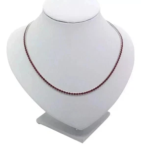 15 TCW Round Lab Created Red Ruby Women's Tennis Necklace 14K White Gold Plated - Picture 1 of 8