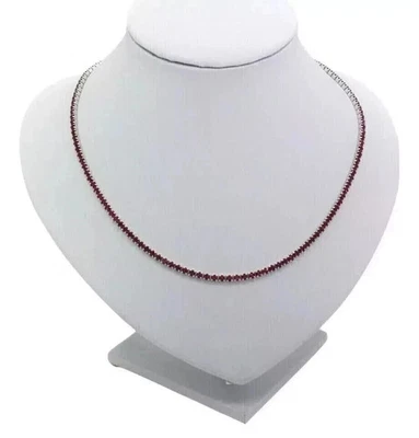 15 TCW Round Lab Created Red Ruby Women's Tennis Necklace 14K White Gold Plated - Image 1 of 4