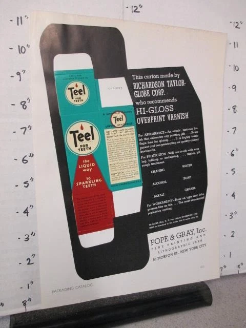 magazine ad 1939 POPE & GRAY NYC Teel dentifrice box sample Richardson Taylor - Image 1 of 1