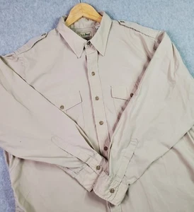 Vtg USA L.L. Bean Safari Shirt Men’s Large Field Fish Hike Long Sleeve Epaulets - Picture 1 of 15