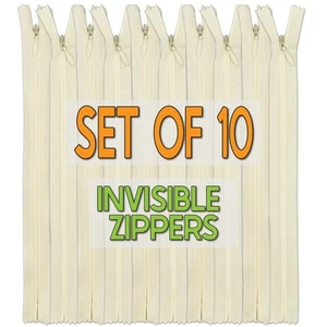 SETof 10 Invisible Zip STRONGER Fastener Close End #5 Coil Concealed Bridal dres - Picture 1 of 33
