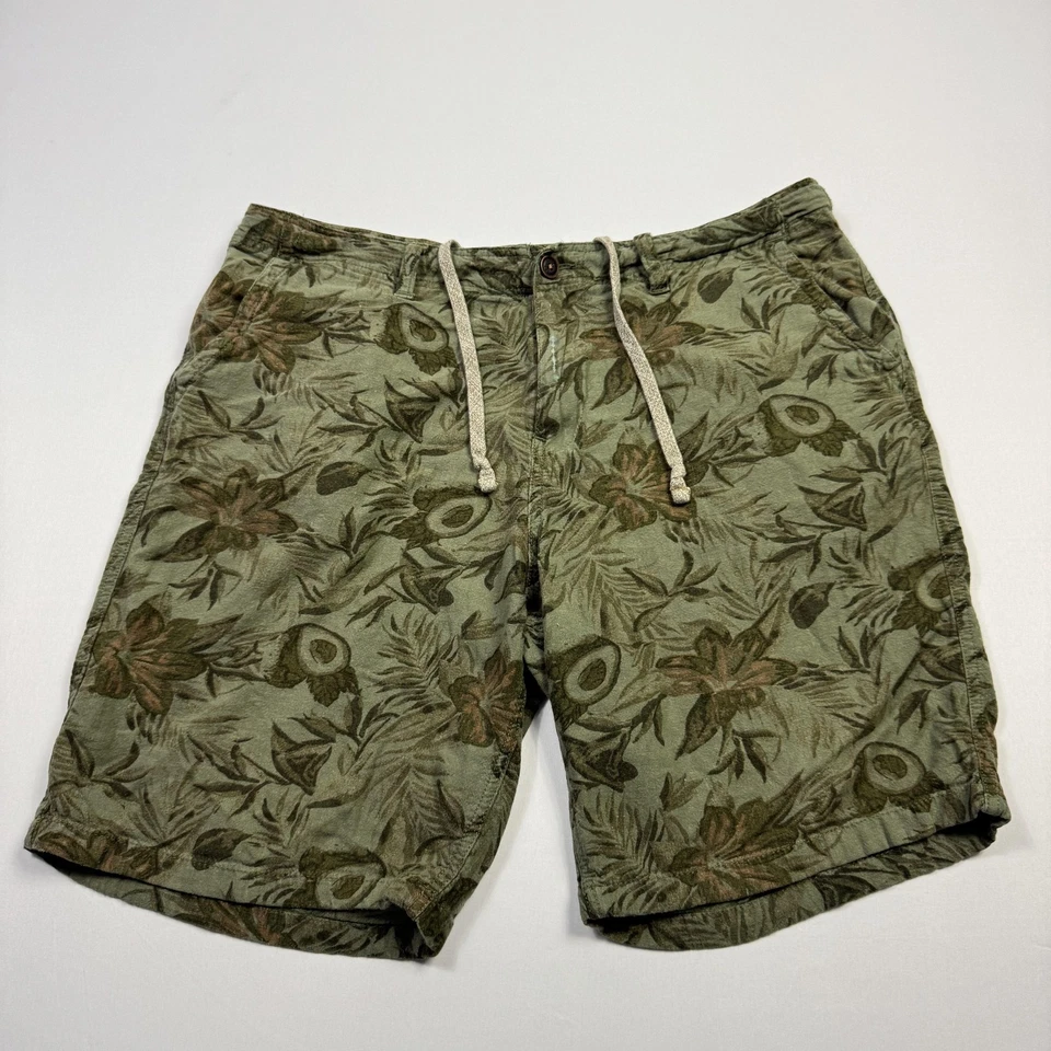 Pantalones Cortos Lucky Brand Para Hombre 34 Verde Floral Mezcla de Lino Cordón Informal 7MD2165 Foto 1 de 4