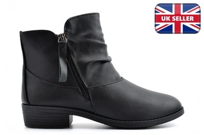 DR LIGHTFOOT Damen Stiefeletten Damen Rüschen Stiefel Damenstiefel niedriger Absatz Stiefel schwarz Größe