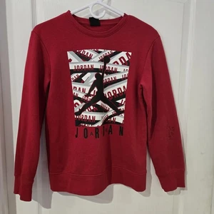 Kids Large Air Jordan Jumpman Image Red Sweatshirt See Right Sleeve - Picture 1 of 15