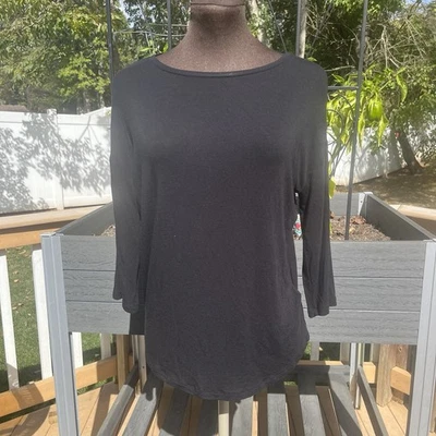 Camiseta para mujer Majestic Filatures negra de lujo manga 3/4 cuello barco talla 1 XS Foto 1 de 4