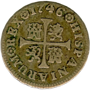 ☆ SPANISCHES SILBER • 1/2 REAL 1746 MADRID-AJ • FERNANDO VI ☆ Cal# 65 HISPANIC ☆D0108 - Bild 1 von 4