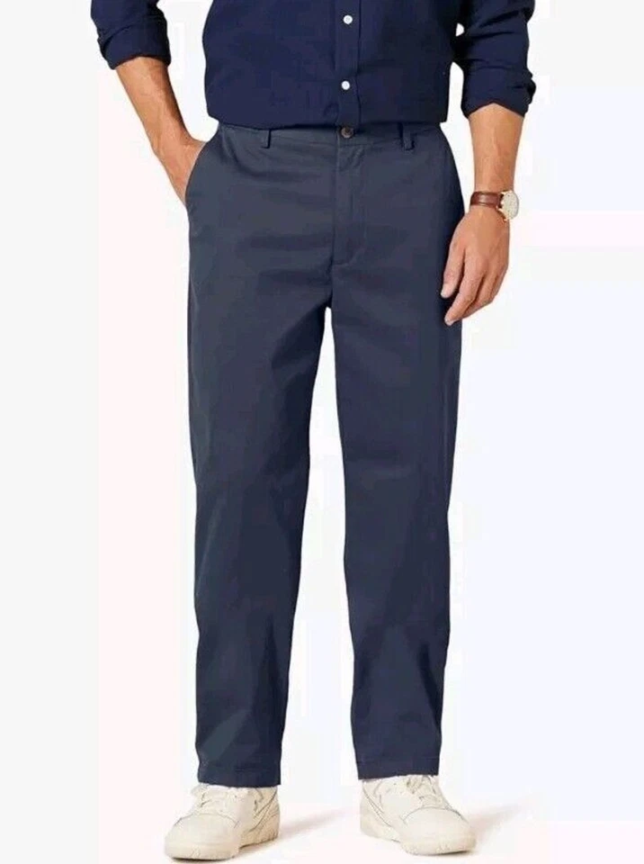 NWT Amazon Essentials Men's Classic Fit Flat Front Indigo Chino Khakis 28X30 - Image 1 of 4