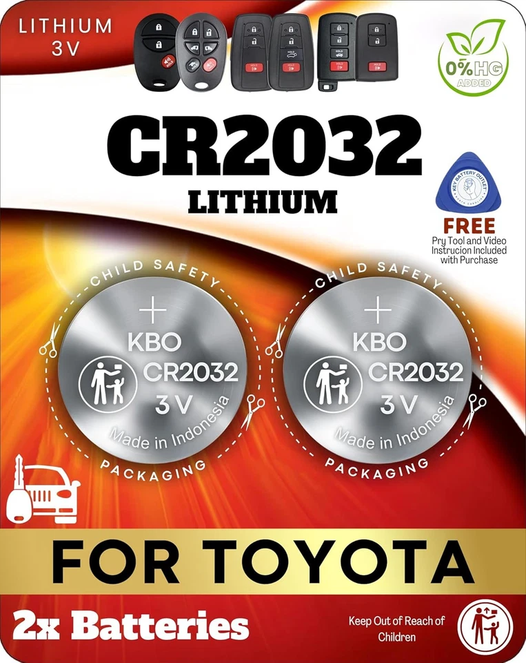 Toyota Key Fob Battery Replacement Kit - CR2032 3V Lithium Batteries (2-Pack)...