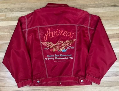 Avirex Jacket Mens L Red Nylon Daytona Beach Racing Circuit MRA 75 Years 2002 - Image 1 of 4