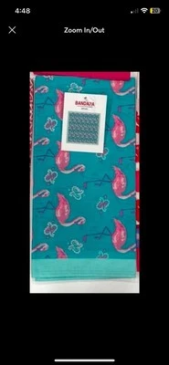 PINK FLAMINGO Aqua Blue COTTON Paisley BANDANA WESTERN HANKY COWBOY RODEO HIPPIE - Image 1 of 2