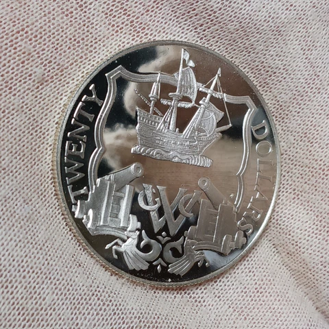 1985 British Virgin Islands $20 Proof - 925 Silver - Dutch Cannons - BVI Coin Cover