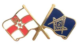 Nordirland und Freimaurer Wappen Doppelflaggen mit G Emaille Anstecknadel Abzeichen - Bild 1 von 3