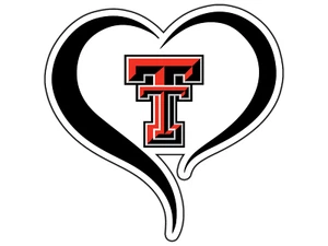 #0539 Calcomanía de vinilo impermeable con logotipo de corazón de Texas Tech Red Raiders - Imagen 1 de 1