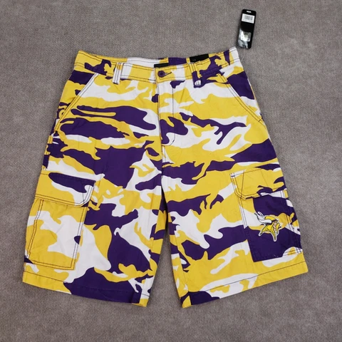 Minnesota Viking Camo Cargo Shorts Mens 34 Purple Yellow White Camouflage NFL Cover