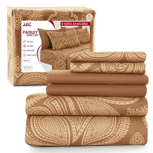 Juego de sábanas de 6 piezas de microfibra de lujo ultra suave de bolsillo profundo juegos de ropa de cama - Imagen 1 de 88