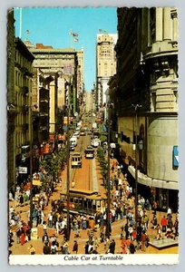 Postcard Cable Car Turntable Powel & Market People VTG San Francisco California - Picture 1 of 2