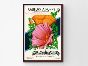 Vintage California Poppy Seed Packet POSTER! (up to 24" x 36") - Flowers - Decor - Picture 1 of 7