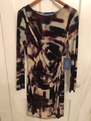 Vestido envolvente Simply Vera Wang púrpura acuarelas mediano nuevo con etiquetas Foto 1 de 4