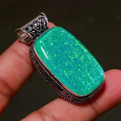 Ciondolo gioiello fatto a mano in argento 925 con pietra preziosa opale... - Immagine 1 di 4