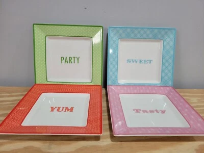 Martha Stewart Collection Dish of the Day 7" Square Appetizer Plates - Set of 4 - Image 1 of 4
