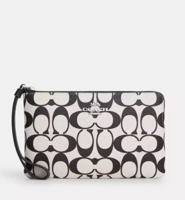 Muñequera Coach CP488 Grande Esquina Cremallera Blanco y Negro Firma Nueva con Etiquetas $128 Foto 1 de 4