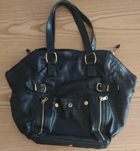 Yves Saint Laurent Rive Gauche Down Town Black Leather Tote bag Hand bag Vintage - Picture 1 of 8