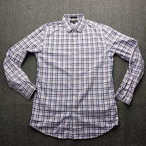 Banana Republic Shirt Men Medium Purple Tartan Plaid Grant Fit Preppy Non Iron - Picture 1 of 10