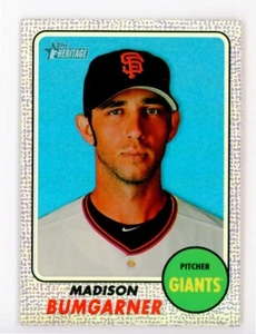G155 MADISON BUBMGARNER 2016 TOPPS HERITAGE CHROME PURPLE REFRACTOR #460 GIANTS - Picture 1 of 2