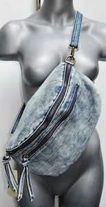 STYLISHE JEANSTASCHE BODY BAG CROSSOVERBAG JEANS TASCHE STOFF BLAU WASH OUT - Bild 1 von 5