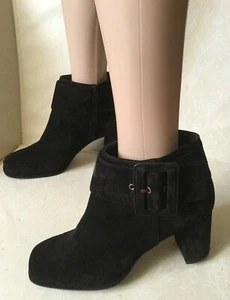 Elegant Suede Ankle Boots Max Mara Woman, Black Color, Size 40 - Picture 1 of 12