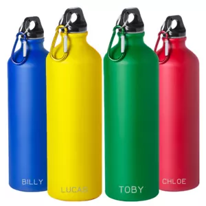 PERSONALISIERTE Metall Wasserflasche 800ml weiß/schwarz/matt Oberfläche - JEDER NAMEN - Bild 1 von 33