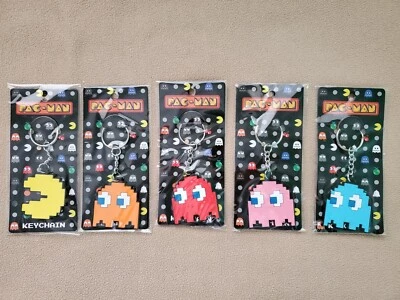 BANDAI Set of 5 Pac-Man Rubber Ghost Keychains: Inky, Blinky, Pinky, Clyde