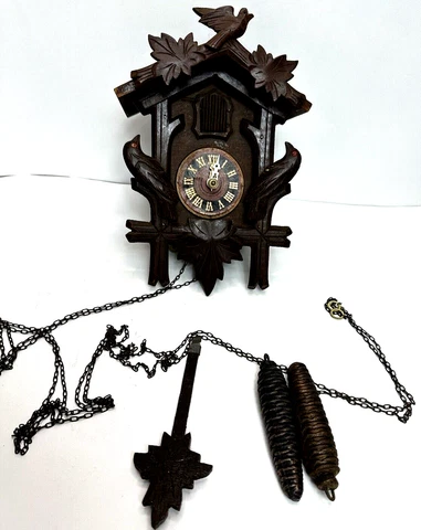 GERMAN Black Forest Carved Bird CUCKOO Clock Repair Project VTG Cover
