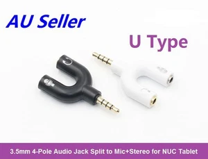 3.5mm 4 Pole Headphone Audio Jack Split to Mic+Stereo Plug for NUC Tablet U Type - Picture 1 of 3
