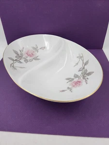 Vintage Sango Fine China Japan Gold Rim Pastoral Pink Roses Divided Serving Dish - Picture 1 of 8